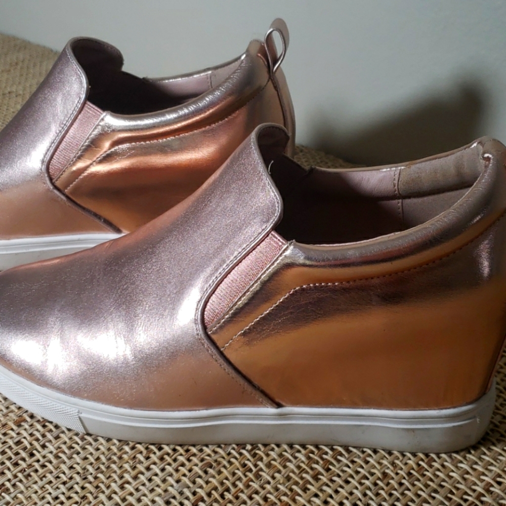 Rose gold wedge sneakers